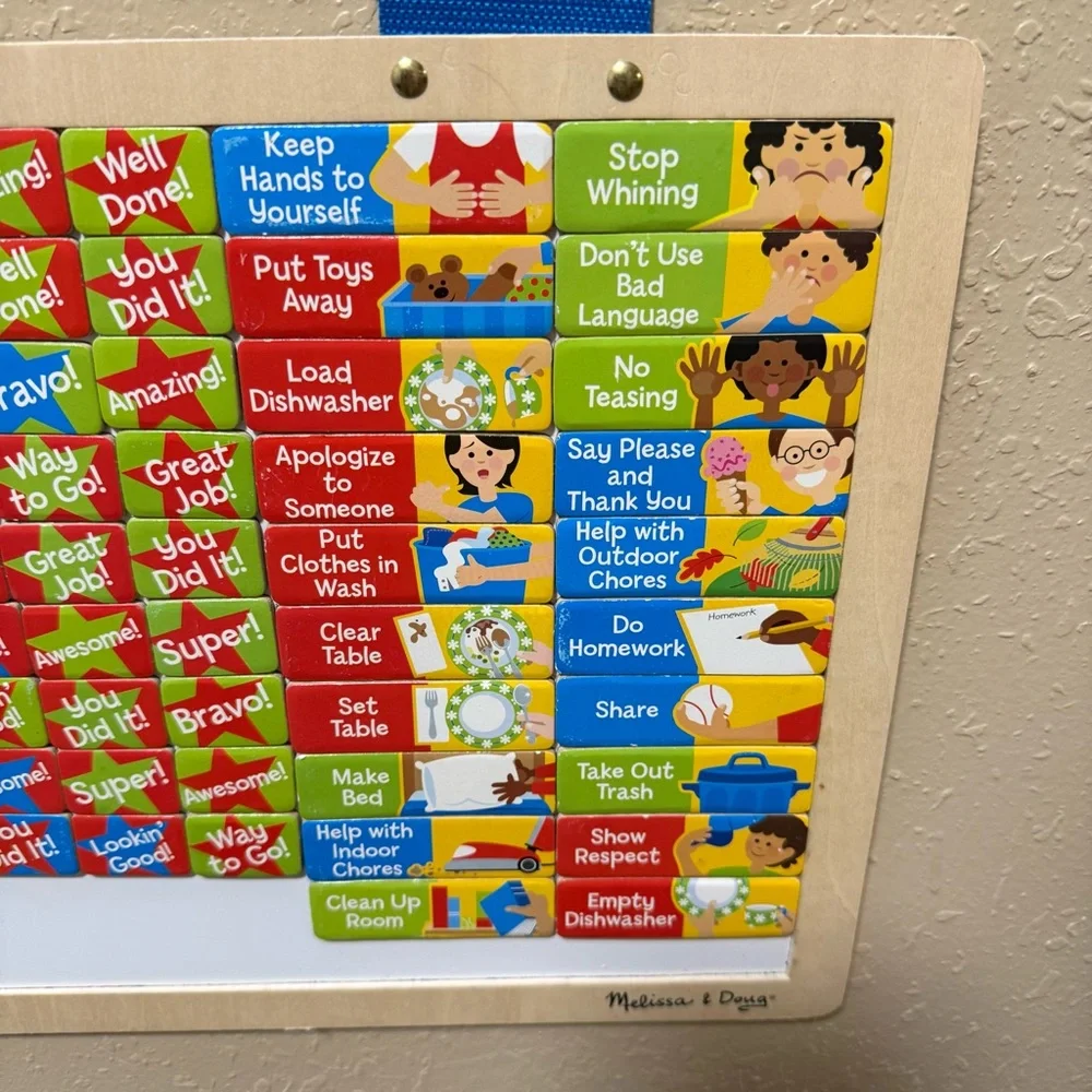 Melissa and Doug Hanging Wooden Magnetic Responsibility Chart Montessori Learn